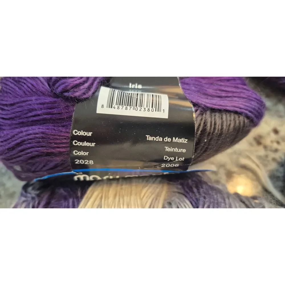 6.5 Skeins Mary Maxim Prism Yarn - Iris #2028 - Dye Lot 2006 - 100% Acrylic DK L